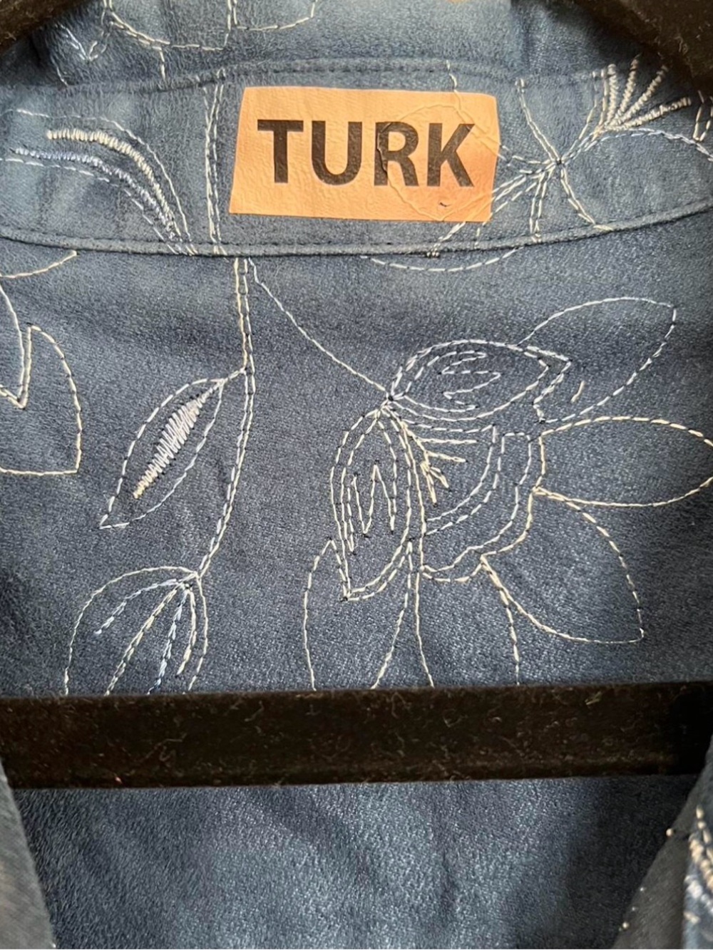 Blue Floral Embroidered Shirt Jacket - Women - Picture 6 of 8